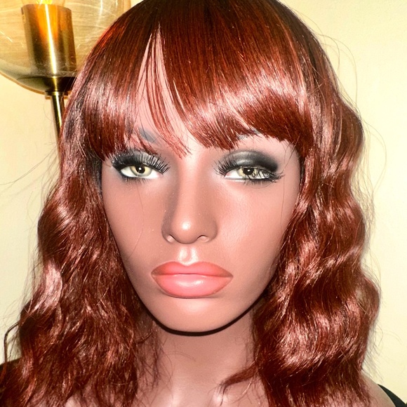 Pure Natural Heat Friendly Like Human Hair Wig TT1B -35B Red & Brown Wavy main image 6